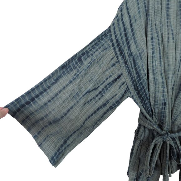Free People FP One Sasha Tie Dye green Kimono M / L Boho Ruffle Hem Open Front - Picture 4 of 13